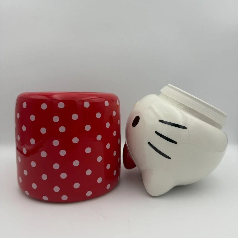 Blue Sky Hello Kitty Cookie Jar Red Polka Dot New